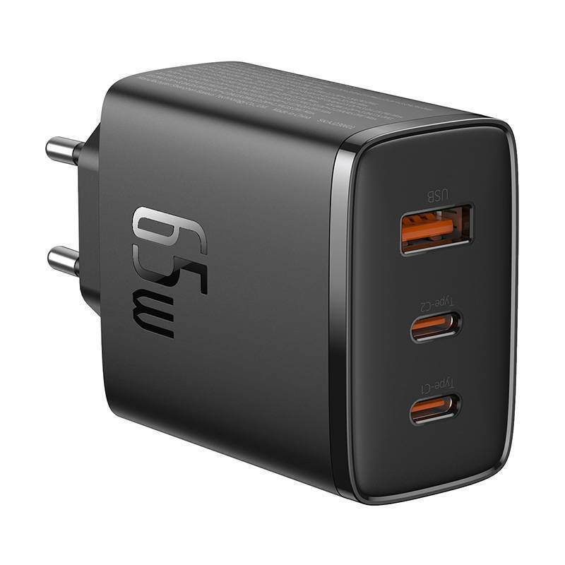 Baseus Φορτιστής Χωρίς Καλώδιο GaN με Θύρα USB-A και 2 Θύρες USB-C 65W Power Delivery