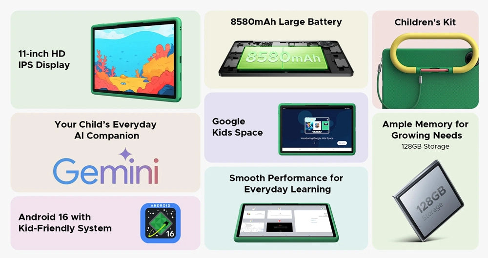 DOOGEE Tablet U11 Kid, 11", 4/128GB, Android 16, 8580mAh, ροζ