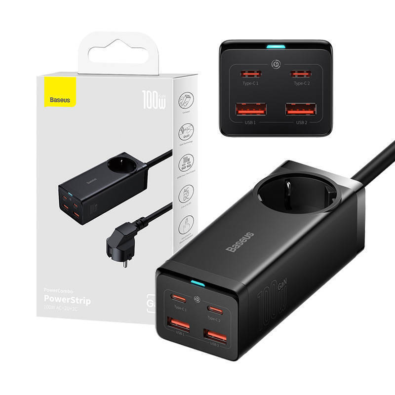 Baseus Βάση Φόρτισης GaN με 2 Θύρες USB-A και 2 Θύρες USB-C 100W Quick Charge 4.0